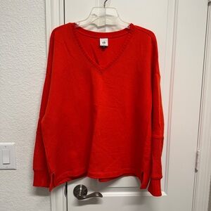 CAbi Women's Bright Red V-Neck Sweatshirt